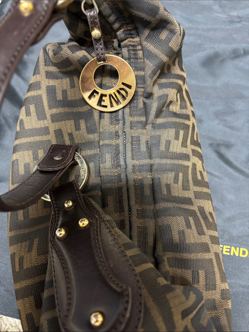 Fendi Brown and Black FF Logo Hobo Bag - Picture 3 of 12